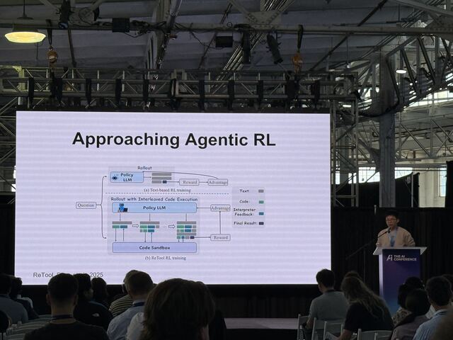 Conference talk slide titled Approaching Agentic RL