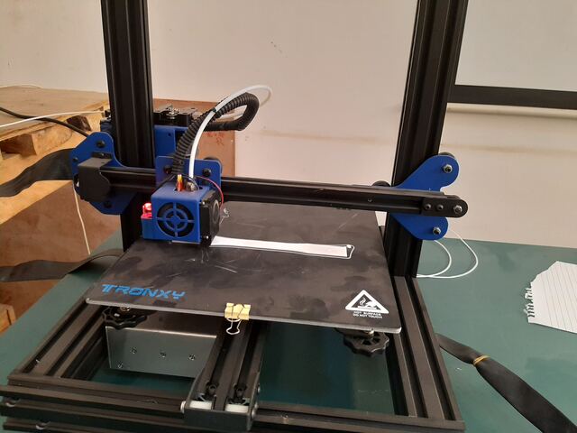 The printer set up in the university workshop